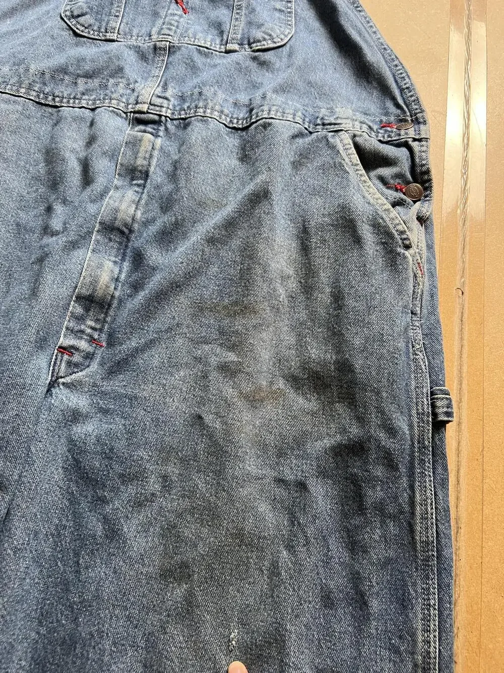 Dickies Overalls Mens One Size 44W 34L Blue Denim Relaxed Workwear Pockets